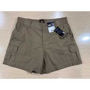 Lee Ladies 5 Inch High Rise Comfort Waistband Cargo Shorts Size 8 Kangaroo Brown